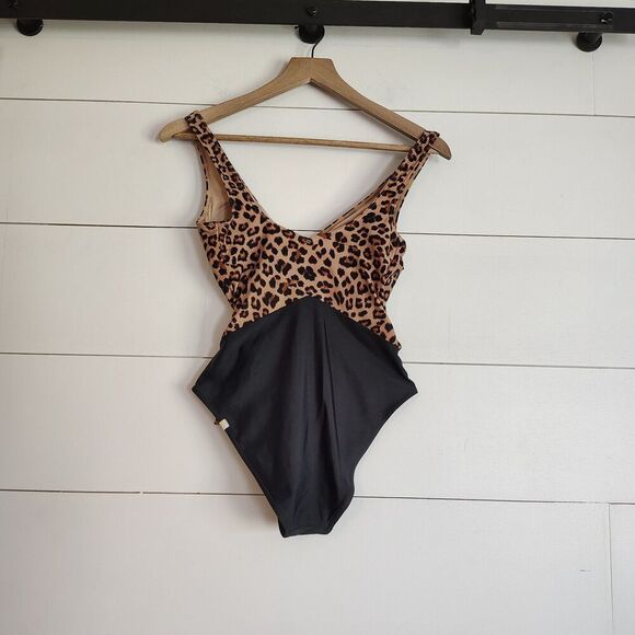 Summersalt Wrap One Piece Leopard Swimsuit Womens 4 Black Animal Print Classic - Picture 5 of 10